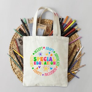 Occupational Therapy Personalized  Cotton Canvas Tote Bag-OT Pediatric Occupational Therapist Gift, Equality, Inclusion, Adapt, Advocate