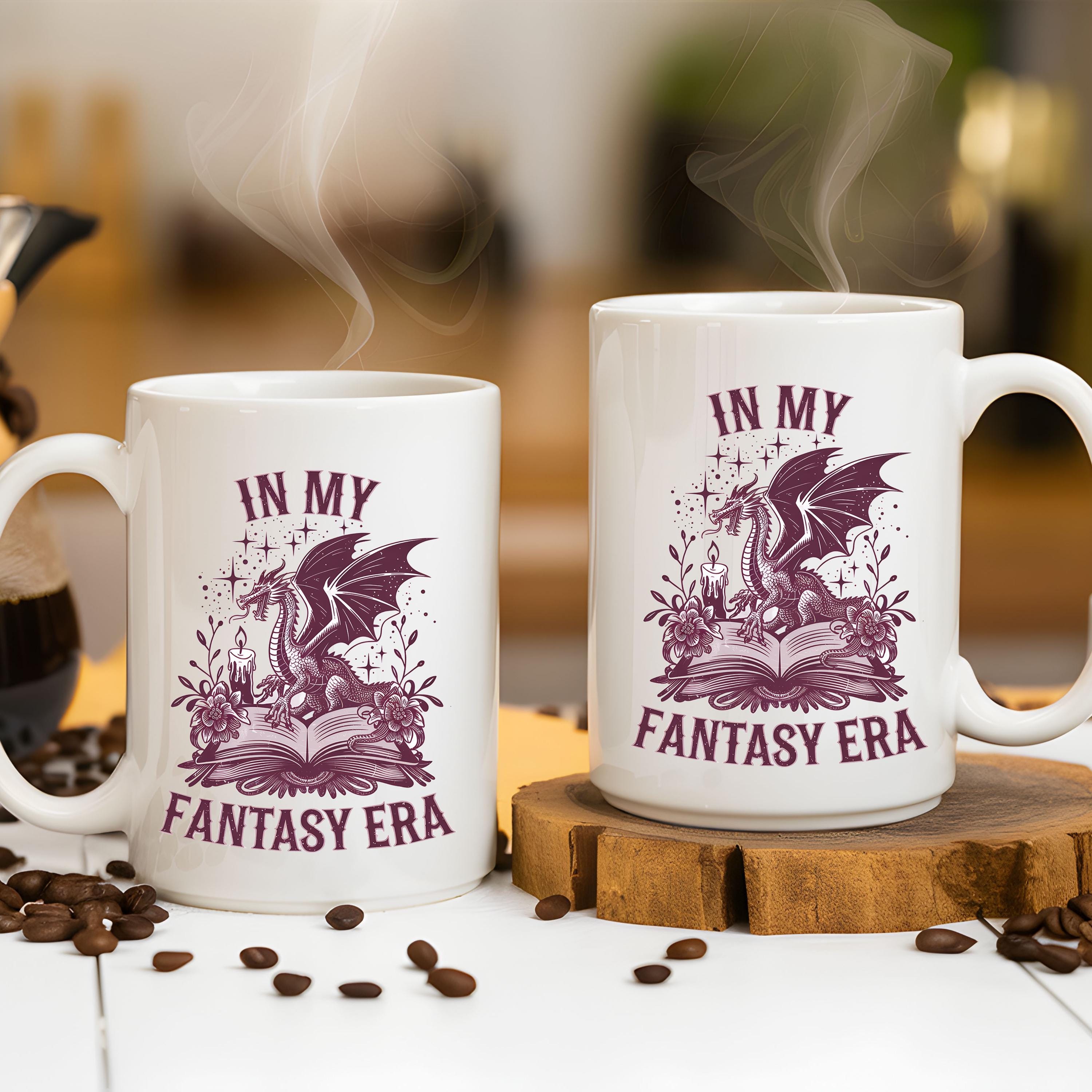 In My Fantasy Era Dragon Mug-Book Lover Gift For Women-Personalized Book Club Gift, Bookworm Booklovers Reader Book Nerd Bookish Floral Cup