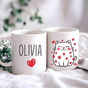 Personalized Cat Mug Coffee Cup, Personalized Pet Mugs, Gift Idea For Cat Lover, Cat Mom, Personalized Pet Mug, Valentine Cat Mom Cat Dad