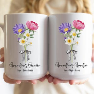 Personalized Birth Flower Bouquet, Custom Gift for Mom Grandma, Family Birth Flowers, Custom Grandma Garden Birth Month, Moms Garden Mug