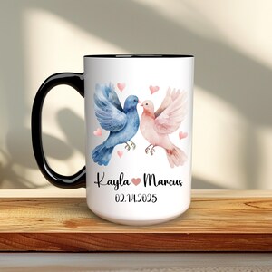 Personalized Gift, Valentines Day Gifts, Custom Name Mug, Valentine Day Coffee Mug-Love Mug-Bird Lover Gift-Couples Mug-Valentine&#39;s Day Gift