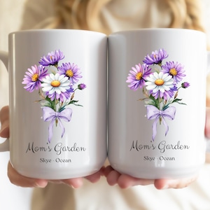 Personalized Birth Flower Family Bouquet Mug Mom&#39;s Garden Mug Birthday Gift for Mom Birth Month Flower Mug, Custom Mother&#39;s Day Gift Mug