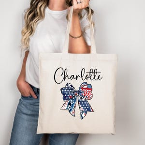 Custom Coquette 4th of July Bag, Fourth of July Gift, American Flag Bag, 4th of July Gift, 4th of July Tote Bag, American Flag Tote