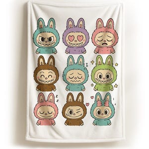 Blanket With Labubu Theme, Cozy Throw Gift, Kids Blanket For Girls,Christmas Family Gift,Labubu blanket, Baby blanket