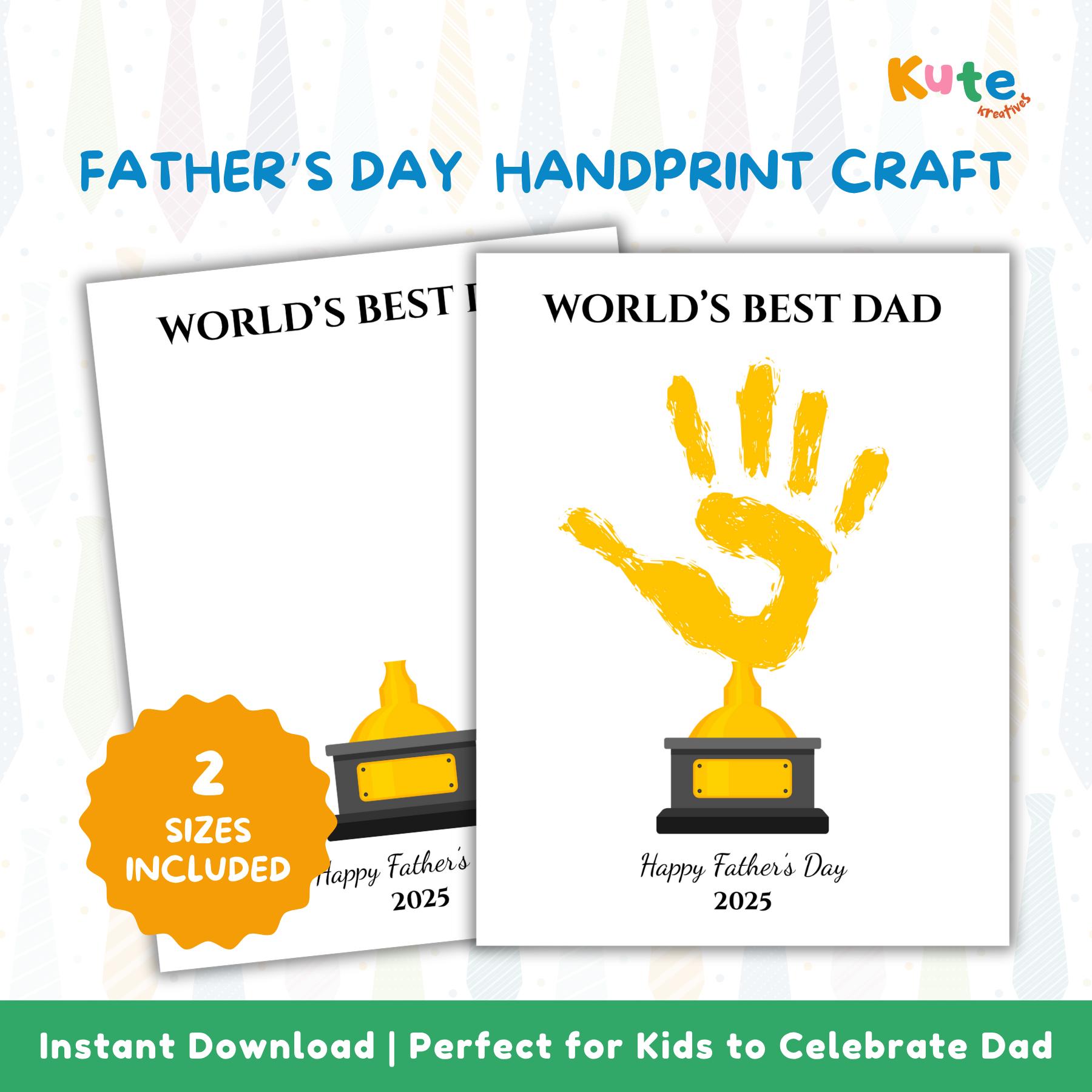Fathers Day Handprint Printable Craft, Fathers Day Handprint Art, My Daddy Poem Gift for Dad Papa Sentimental Gift from Kids Toddler Baby