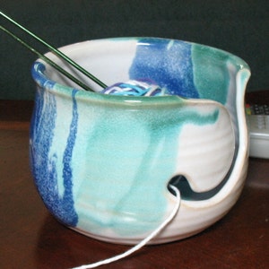 FREE SHIPPING- Yarn Bowl in our Ocean Breeze Glaze