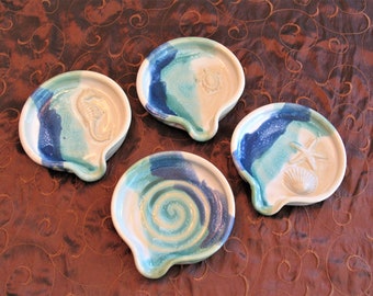 Spoon Rests in Our Ocean Breeze Glaze Pattern