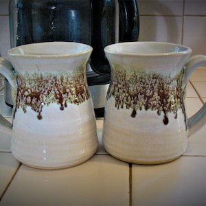 A Pair (2) of Mugs in Our Espresso Mint Glaze with Free Shipping