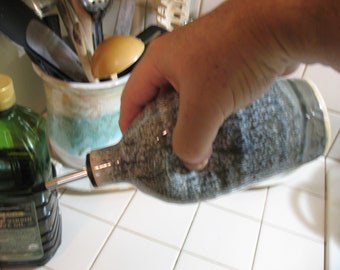 Free Shipping Olive Oil Bottle in our Galaxy Gray Glaze