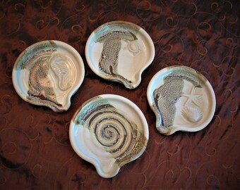 Spoon Rests in our Espresso Mint Glaze Pattern