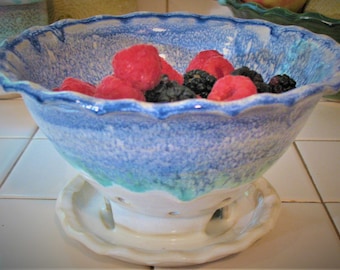 Free Shipping Berry Bowl In Our Dark Ocean Breeze Glaze Pattern