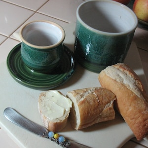 Free Shipping - French Butter Dish -French Butter Keeper -Butter Crock- Emerald Isle Green