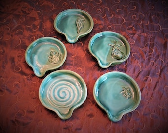 Spoon Rests in Our Emerald Isle Green Glaze Pattern