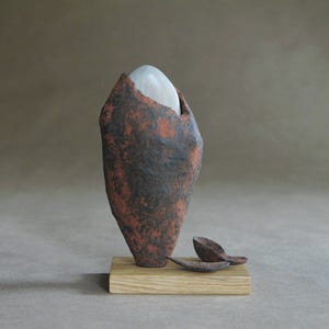 Scultura astratta moderna fatta a mano, statuetta rustica in pietra di cartapesta, decorazione unica per scrivania da ufficio, arte minimalista contemporanea