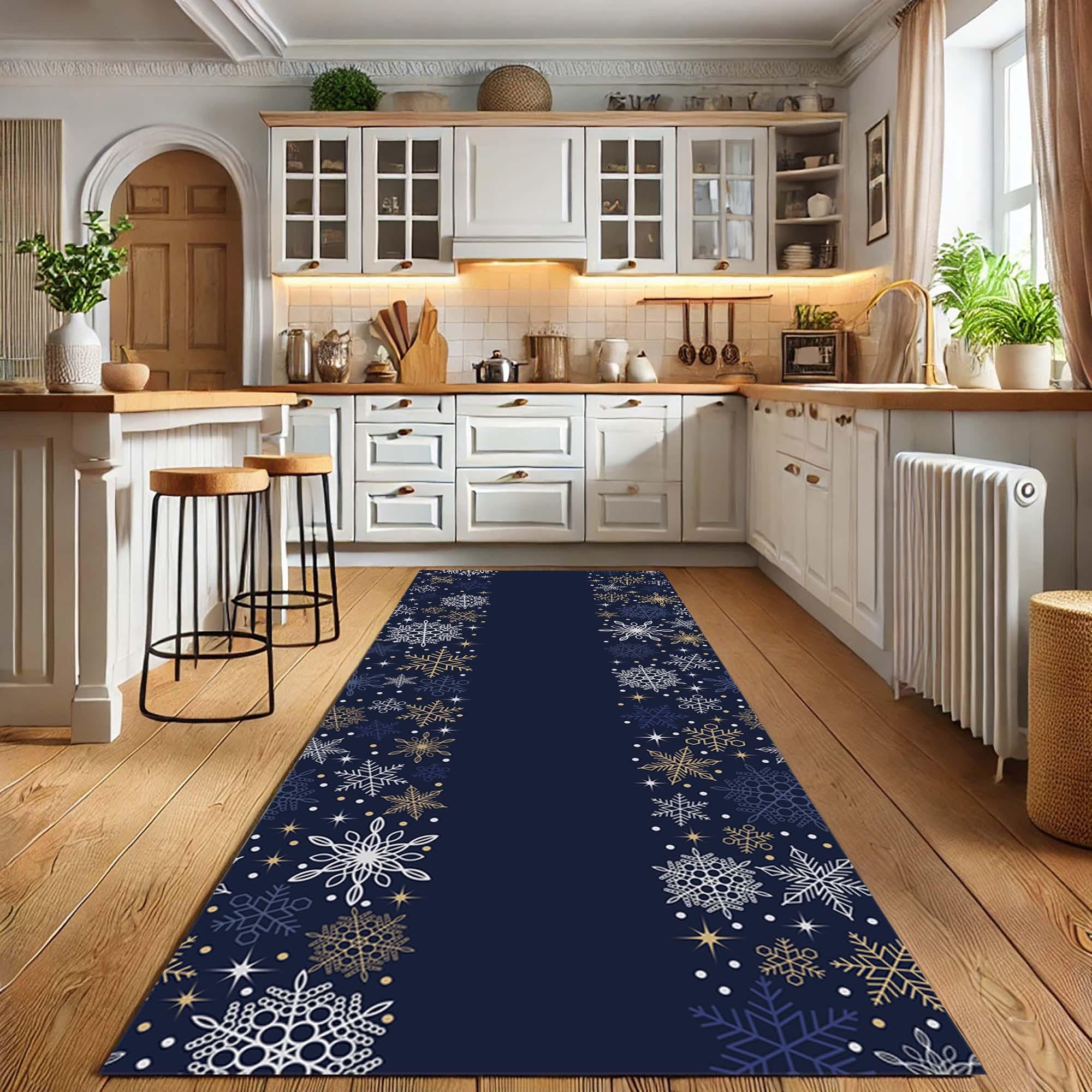 Snowflake Rug, Winter Hallway Runner, Elegant Xmas Carpet, Holiday Mat ...