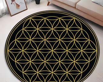 Flower of Life Rug, Sacred Geometry Rug, Mystical Home Decor, Spiritual Room Decor, Boho Chic Carpet, Modern Yoga Mat, Meditation Floor Rug