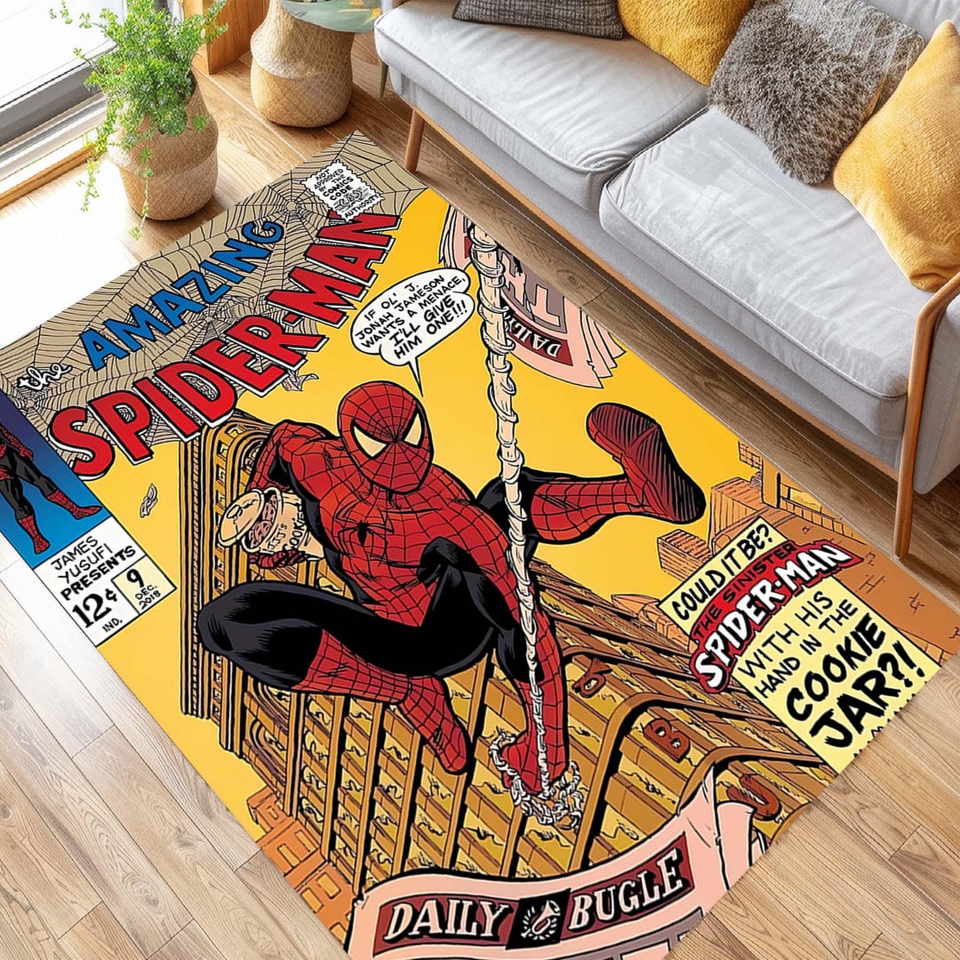 Spider-man Rug, Superhero, Comic Book Rug, Spiderman Decor, Vintage ...