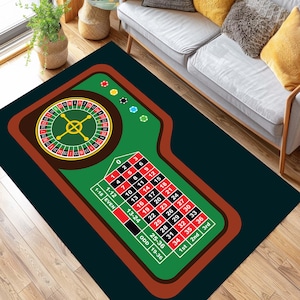 Roulette Casino Room Rug, Game Night Carpet, Gambling Decor Mat, Poker Table Rug, Lucky Room Mat, Vegas Style Rug, Bar Game Man Cave Rug
