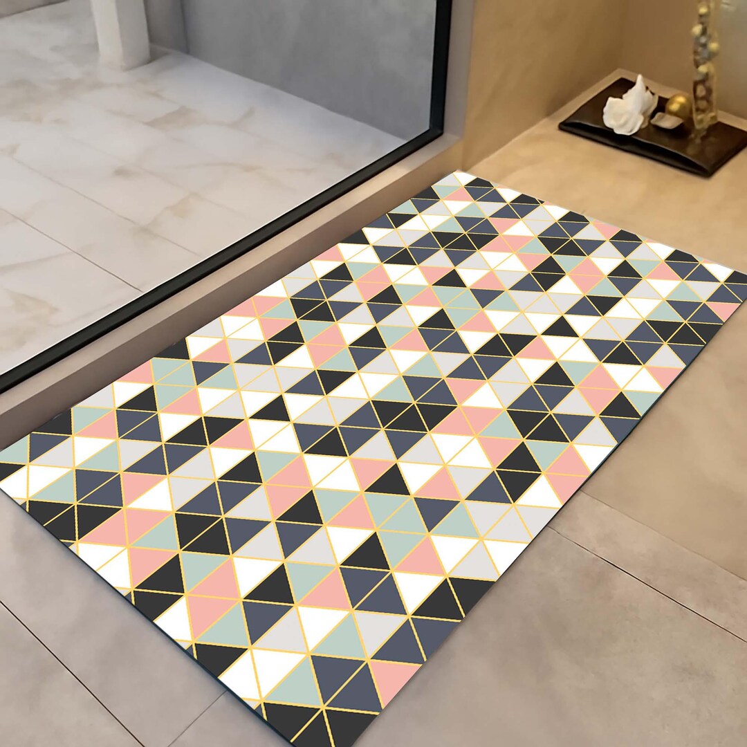 Geometric Modern Rug, Triangle Pattern Stylish Rug, Bathroom Decor ...