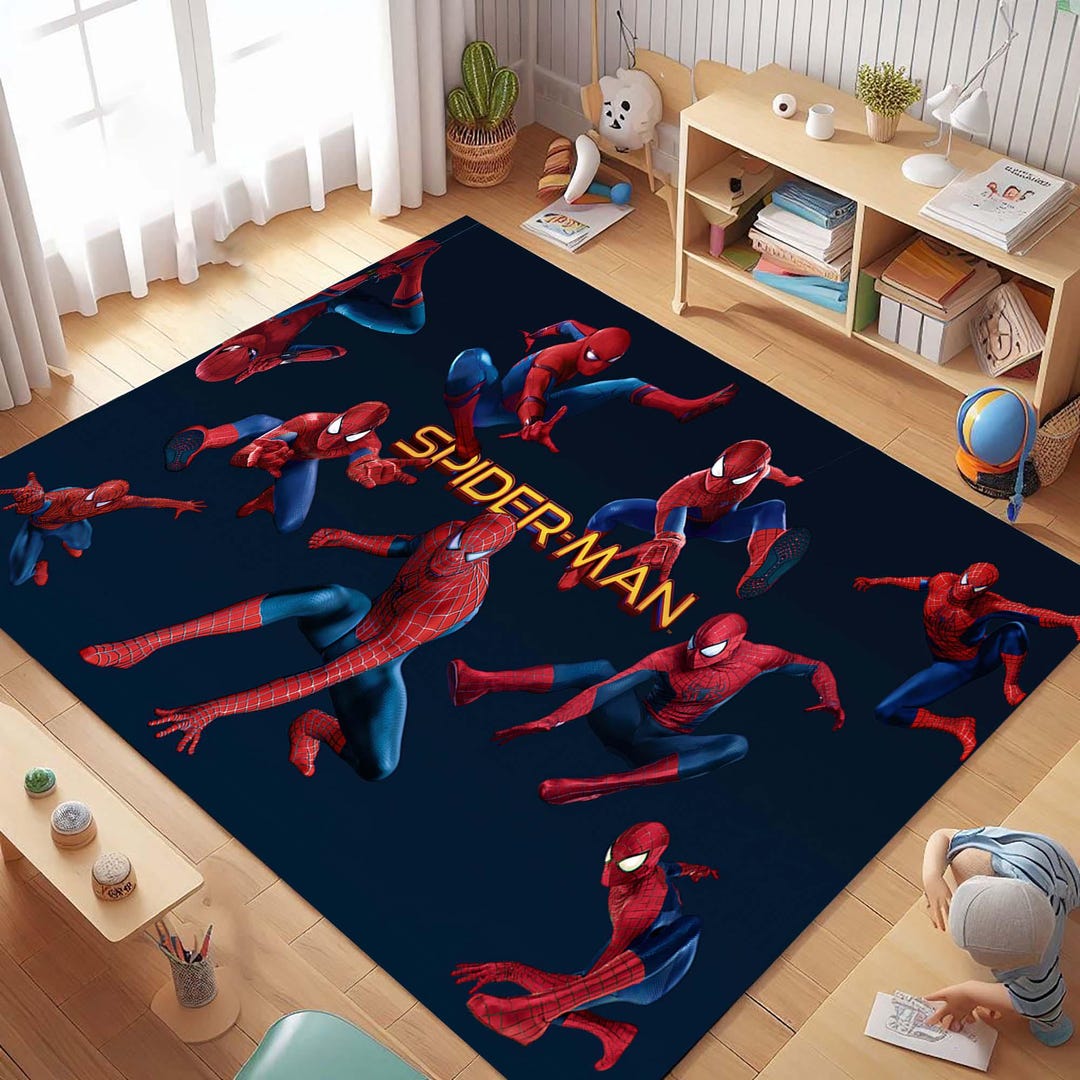 Spider-man Rug, Superhero Theme Rug, Web Slinger Rug, Comic Book Style ...