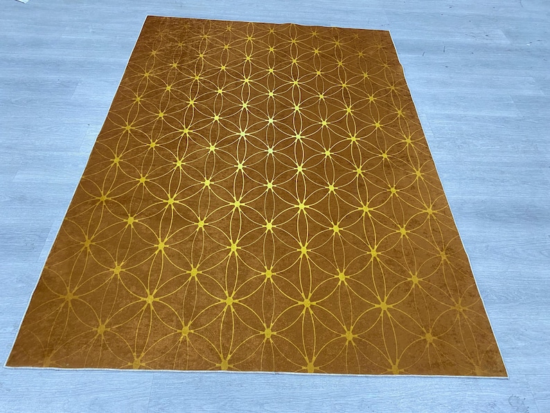 Flower of Life Rug, Tree of Life Rug, Flower of Life Gold Area Rug, Yoga Rug, Modern Floor Rug, Salon Flower Rugs, Meditation Popular Rug image 5