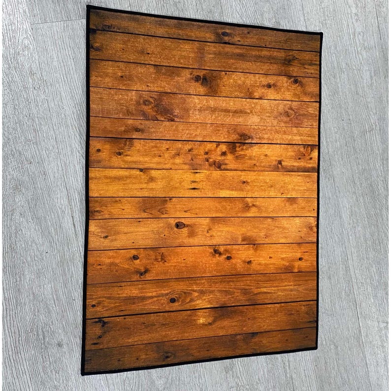 Badezimmerteppich in Holzoptik, rustikales Design, Holzbodenmatte, Naturholz, Badezimmerakzent, strukturierter Teppich, Bauernhausdekor, umweltfreundlicher Teppich Bild 8