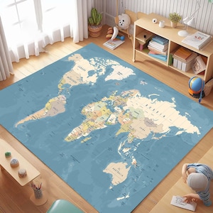 Tapis carte du monde, tapis éducatif, tapis de décoration d'intérieur, tapis de salon, tapis de sol de bureau, intérieur moderne, tapis pour salle de classe