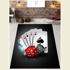 Tapete de dados de pôquer, cartas de baralho, tapete de cartas AS, tapete de jogador, tapete de chão de cassino, AS, decoração de jogador, tapete de presente de jogador