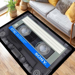 Retro Rug, Cassette Tape Carpet, 80s Style Rug, Music Lover Gift, Tape Mat, Old School Decor, Audio Nostalgia, Creative Studio Rug