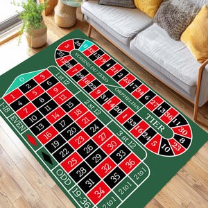 Roulettekleed, casinodecor, tapijt speelkamer, gokmat, tapijt pokerkamer, Las Vegas-stijl, Lucky Game-decor, tapijt mangrot