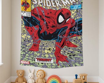 Spider Man Tapestry, Wall Art, Comic Book Decor, Hero Room Decor, Spider Man Wall Art, Retro Comic Poster Wall Art, Geek Room Decor