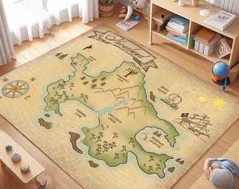Neverland-kaarttapijt, kinderkamerdecor, fantasie woondecoratie