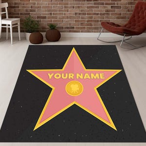 Hollywood Star Rug, Custom Name Mat, Personalized Fame Star Decor, Movie Lover Gift, Celebrity Style Rug, Unique Gift Idea, Walk of Fame Mat
