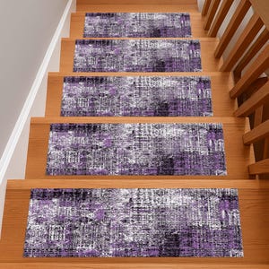 Stair Treads Rug, Modern Stair Mat, Non Slip Treads, Hallway Runner, Abstract Rug, Rustic Carpet, Soft Stair Pads, Landing Rug
