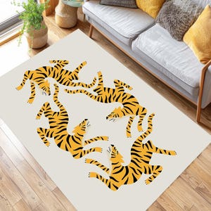 Tiger Wild Animal Modern Jungle Rug, Kids Room Carpet, Playroom Rug, Tiger Art Decor, Safari Theme Rug, Graphic Tiger Unique Area Mat