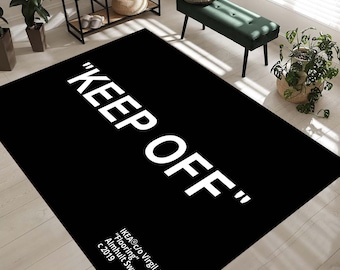 Alfombra negra que no se puede colocar, alfombra decorativa para el hogar, alfombra blanca y negra que no se puede colocar, alfombra de diseño, alfombra con tipografía moderna
