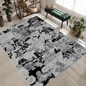 Anime Rug, Anime Home Decor, Anime Rug for Bedroom, Anime Fan Gift, Custom Anime Rug, Anime Gift, Anime Gift Her, Anime Collage Themed Decor