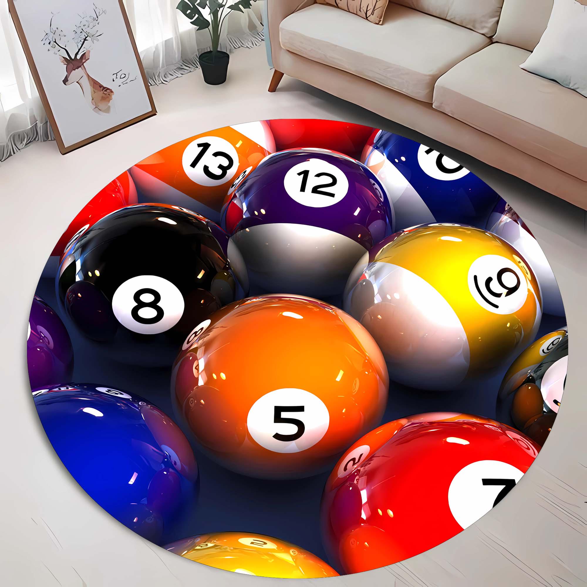 Billiard Rug, Pool Table Mat, Round Carpet, Game Room Decor, 8 Ball ...