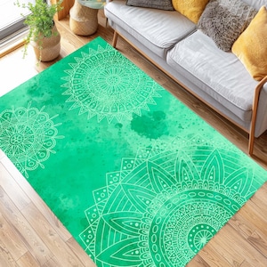 Mandala Rug, Bohemian Area Rug, Yoga Room Decor, Spiritual Floor Mat, Meditation Space Rug, Zen Home Accent, Artistic Carpet,Boho Chic Style
