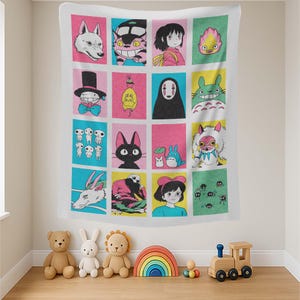 Tapiz estilo anime, decoración de dibujos animados, arte de pared caprichoso, póster de chica mágica, ambiente otaku suave, habitación de anime infantil, tapiz kawaii