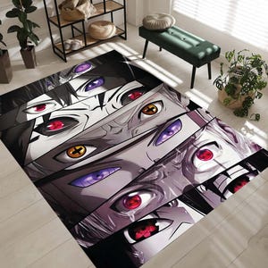 Anime Eyes Polyester Rug, Japanese Manga Carpet
