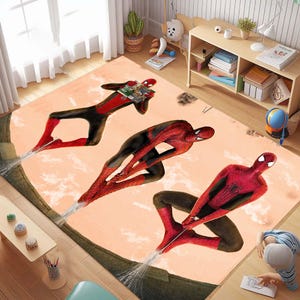 Spider Hero Rug, Superhero Carpet, Boys Room Decor, Kids Play Mat, Super Hero Mat, Action Theme Rug, Cool Room Rug, Hero Kids Carpet