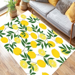 Lemon Rug, Fruit Decor, Citrus Design, Fresh Style, Vibrant Colors, Kitchen Rug, Summer Vibes, Tropical Style, Bright Decor, Lemon Pattern