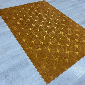 Flower of Life Rug, Tree of Life Rug, Flower of Life Gold Area Rug, Yoga Rug, Modern Floor Rug, Salon Flower Rugs, Meditation Popular Rug image 7