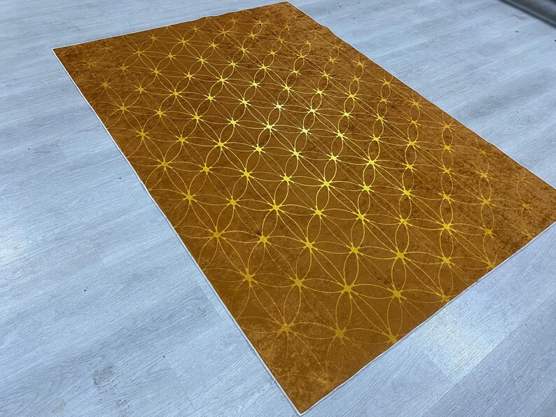 Flower of Life Rug, Tree of Life Rug, Flower of Life Gold Area Rug, Yoga Rug, Modern Floor Rug, Salon Flower Rugs, Meditation Popular Rug image 7