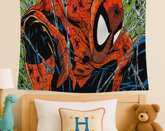 Spiderman Wall Art, Comic Hero Poster Wall Tapestry, Superhero Wall Decor, Kids Room Tapestry, Wall Hanging Art, Hero Comic Cool Print Art