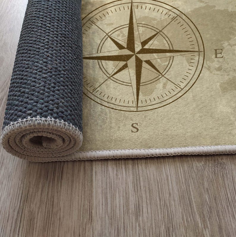 Compass, Compass Rug, Trendy Modern Rug, Kids Room, Compass Earth Map ...