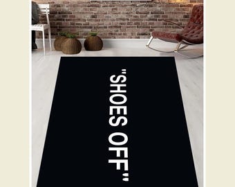 Shoes Off Rug, Welcome Mat Style Carpet, Modern Doorway Rug, Funny Message Rug, Shoes Off Home Decor, Indoor Entrance Rug, Cozy Home Rug
