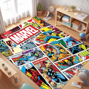 Alfombra de héroe, tapete de juego para niños, alfombra de cómic, alfombra de superhéroe, alfombra para habitación de niños, alfombra de juegos, alfombra de héroe, alfombra de cómic, alfombra de acción, habitación infantil de héroe