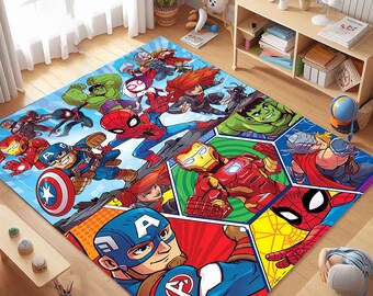 Super Hero Kids Rug, Non-Slip Microfiber Nursery Rug